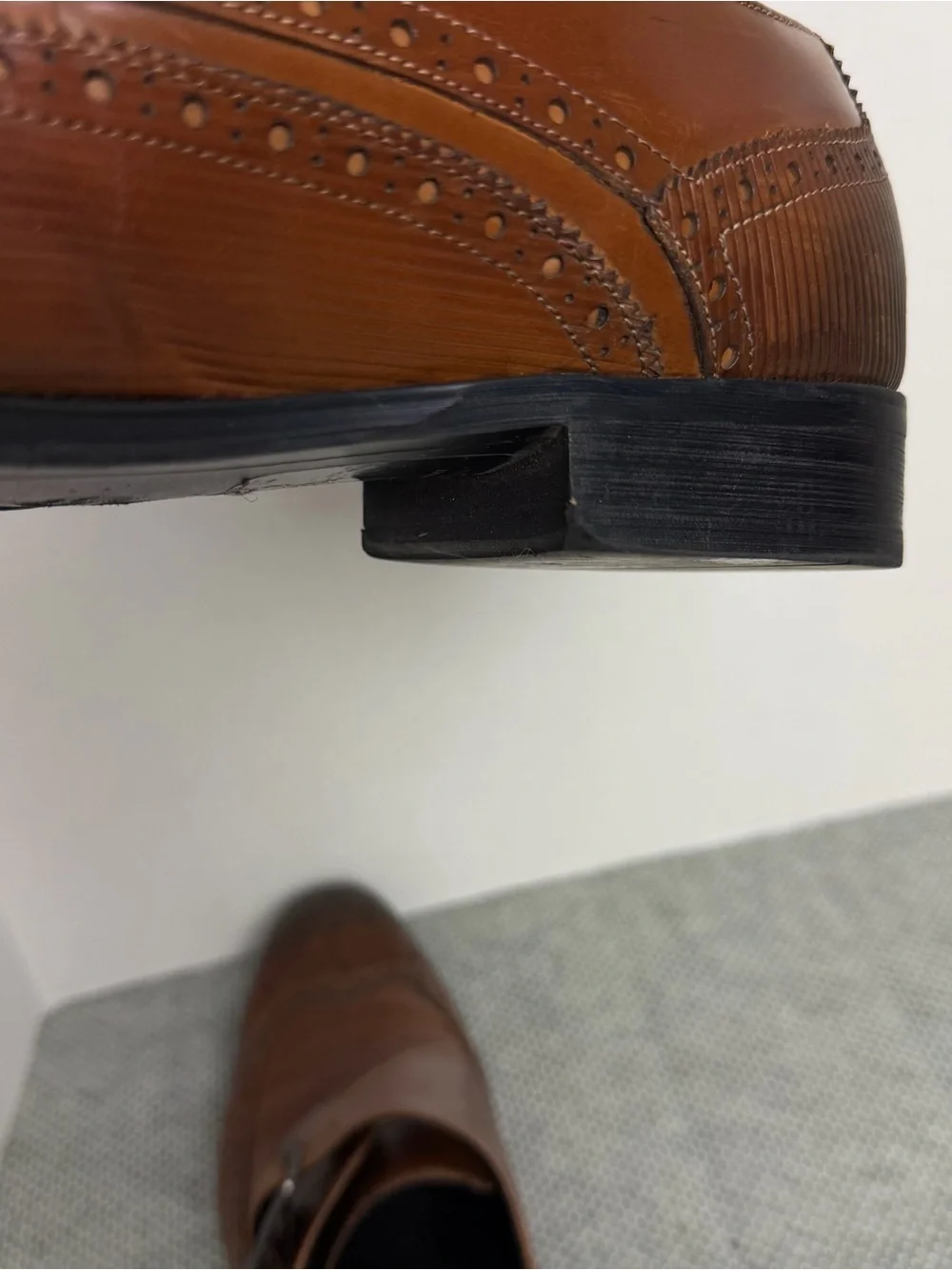 Kenneth Cole New York Brown Leather Wingtip Monk Strap Oxfords Wing tip Shoe